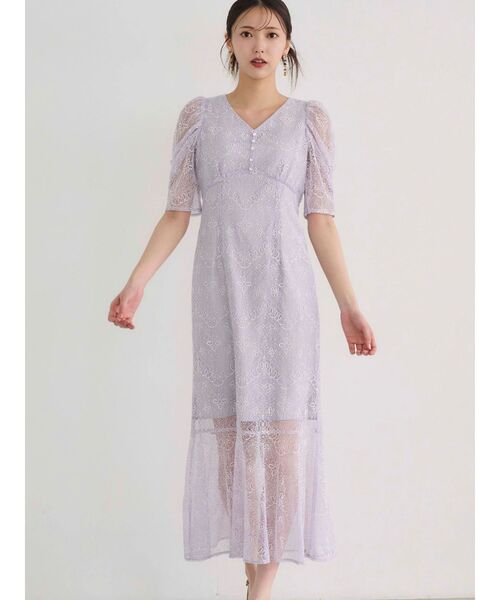 MERCURYDUO(マーキュリーデュオ)の「レースナローマーメイドドレスワンピース(ドレス・レディース・ブラック/ラベンダー・SMALL/MEDIUM)」の8枚目の写真