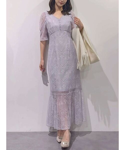 MERCURYDUO(マーキュリーデュオ)の「レースナローマーメイドドレスワンピース(ドレス・レディース・ブラック/ラベンダー・SMALL/MEDIUM)」の14枚目の写真