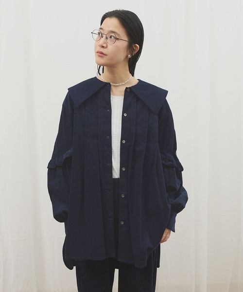 fig Ｌondon（フィグロンドン）の「shirt corl blouse（シャツ/ブラウス・レディース・ピンク/ダークブラウン/ネイビー・FREE）」の3枚目の写真