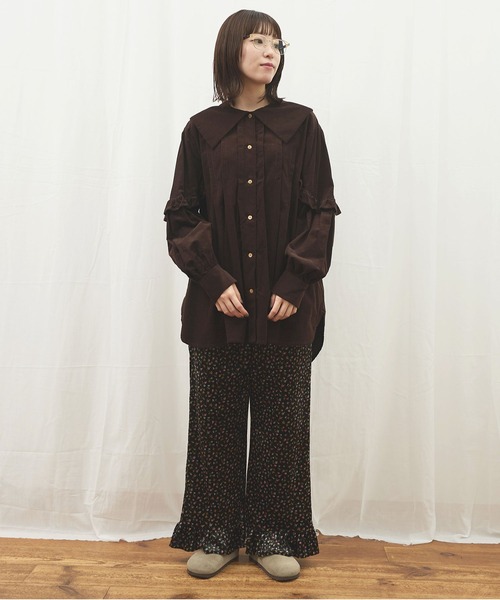 fig Ｌondon（フィグロンドン）の「shirt corl blouse（シャツ/ブラウス・レディース・ピンク/ダークブラウン/ネイビー・FREE）」の4枚目の写真