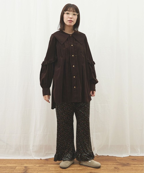 fig Ｌondon（フィグロンドン）の「shirt corl blouse（シャツ/ブラウス・レディース・ピンク/ダークブラウン/ネイビー・FREE）」の6枚目の写真