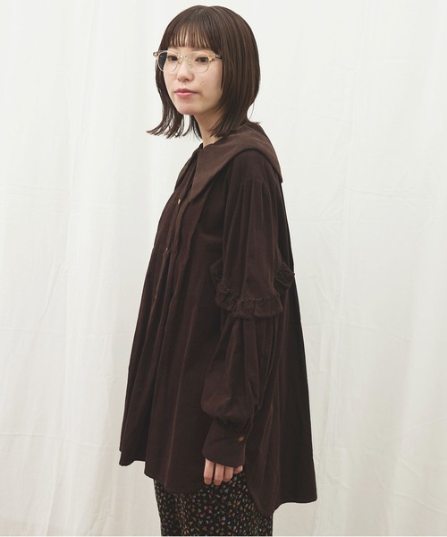 fig Ｌondon（フィグロンドン）の「shirt corl blouse（シャツ/ブラウス・レディース・ピンク/ダークブラウン/ネイビー・FREE）」の13枚目の写真