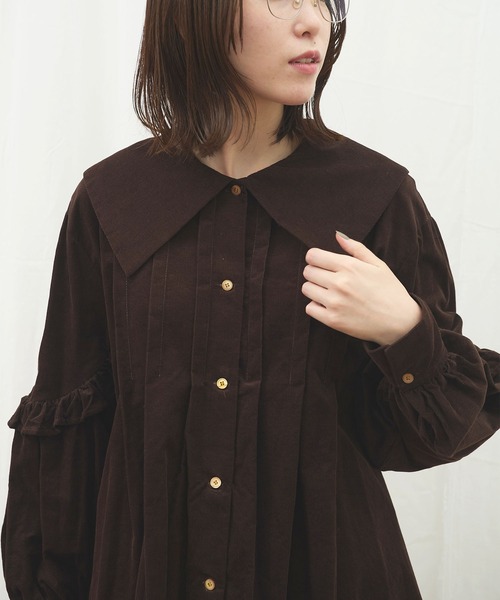 fig Ｌondon（フィグロンドン）の「shirt corl blouse（シャツ/ブラウス・レディース・ピンク/ダークブラウン/ネイビー・FREE）」の17枚目の写真
