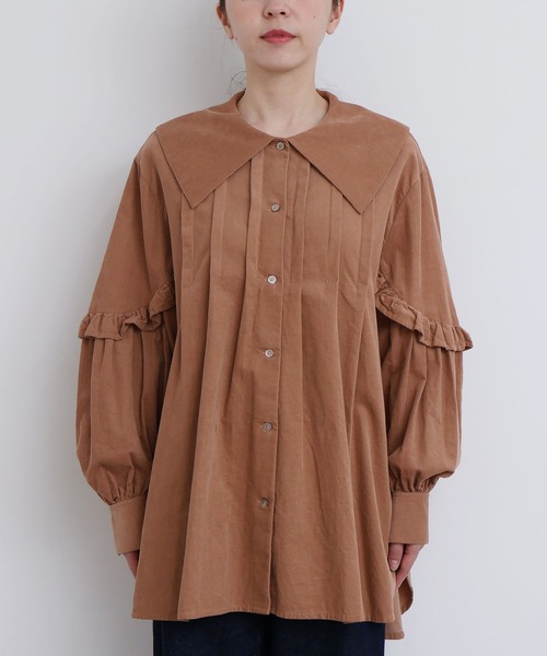 fig Ｌondon（フィグロンドン）の「shirt corl blouse（シャツ/ブラウス・レディース・ピンク/ダークブラウン/ネイビー・FREE）」の15枚目の写真