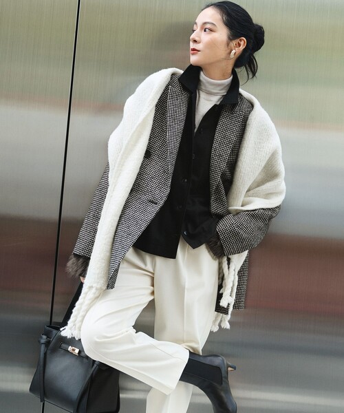 見上愛さん着用/VERY12月号掲載】ループミックスツイード ダブル