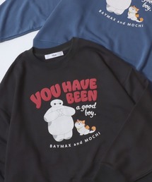 Disney/ディズニー ミッキーマウス ベイマックス オーバーサイズ 裏毛 フロントプリント クルーネックスウェットトレーナー