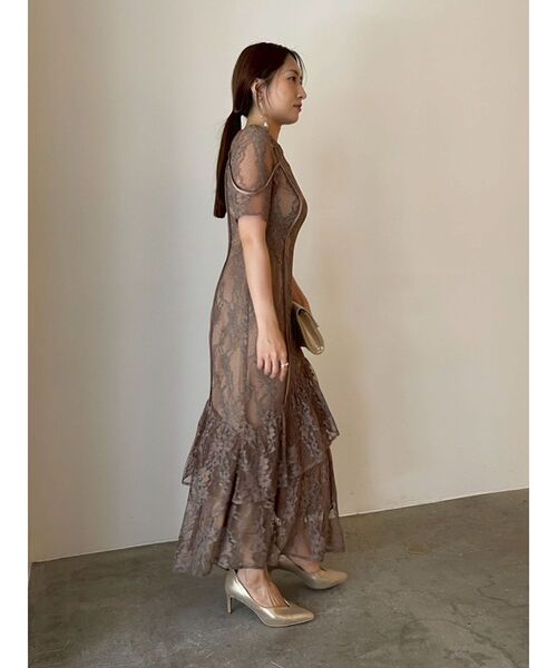 LAGUNAMOON（ラグナムーン）の「LADYレースティアードワンピース 結婚式 お呼ばれ（ドレス・レディース・ブラック/ベージュ・SMALL/MEDIUM）」の5枚目の写真