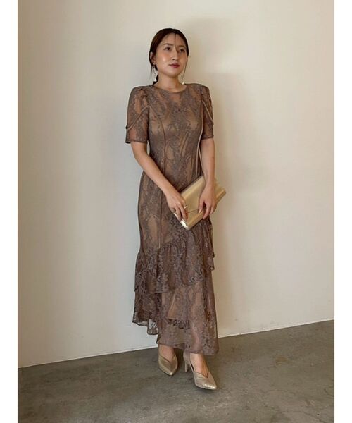 LAGUNAMOON（ラグナムーン）の「LADYレースティアードワンピース 結婚式 お呼ばれ（ドレス・レディース・ブラック/ベージュ・SMALL/MEDIUM）」の6枚目の写真