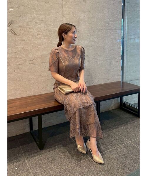 LAGUNAMOON（ラグナムーン）の「LADYレースティアードワンピース 結婚式 お呼ばれ（ドレス・レディース・ブラック/ベージュ・SMALL/MEDIUM）」の9枚目の写真