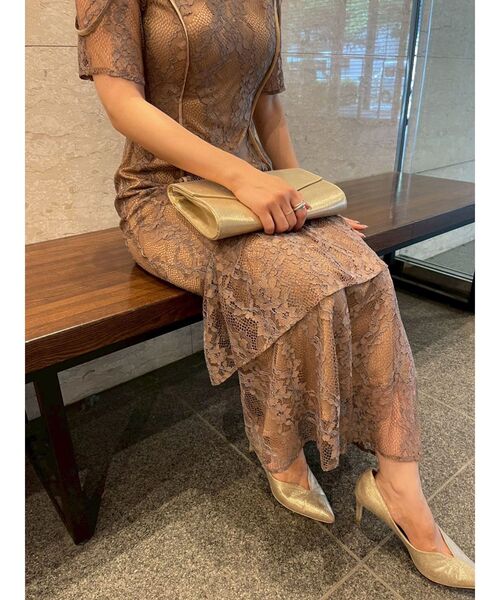 LAGUNAMOON（ラグナムーン）の「LADYレースティアードワンピース 結婚式 お呼ばれ（ドレス・レディース・ブラック/ベージュ・SMALL/MEDIUM）」の10枚目の写真