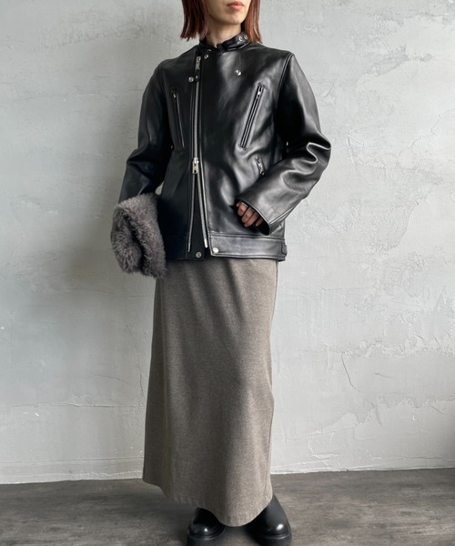 美品 Schott ダブルブレスト ライダースジャケット ラムレザー Schott/ショット] ラムレザー ダブルブレスト ライダース