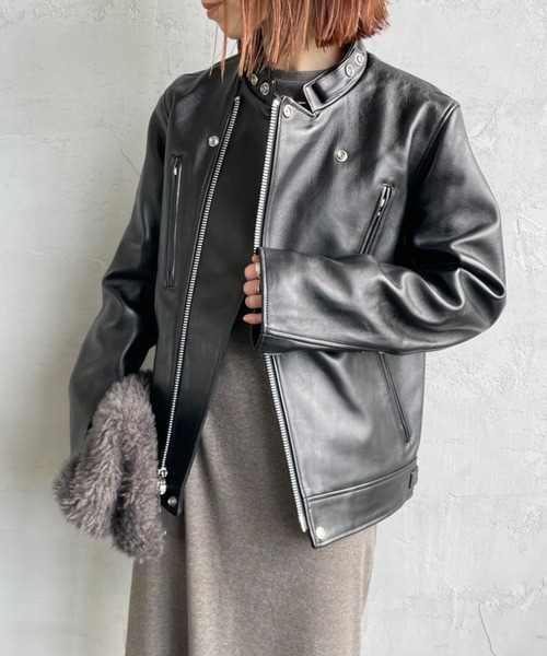 超美品‼️schottダブルブレスト レディース　ラムレザー Schott/ショット] ラムレザー ダブルブレスト ライダース