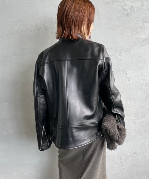 Schott/ショット] ラムレザー ダブルブレスト ライダースジャケット