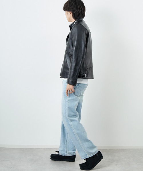 美品 Schott ダブルブレスト ライダースジャケット ラムレザー Schott/ショット] ラムレザー ダブルブレスト ライダース