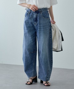 pual ce cin「25th」 綿麻デニム カーブシルエットパンツ 25th】綿麻デニムカーブシルエットパンツ（デニムパンツ）｜PUAL