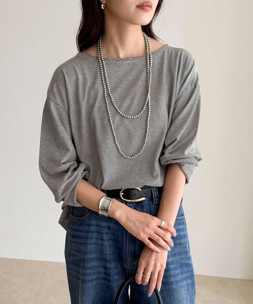 fredy emue(フレディエミュ)の「ルーズボートロンTシャツ(Tシャツ/カットソー・レディース・ホワイト系その他/レッド系その他/アイボリー/ブラウン系その他/ブラック・38)」の22枚目の写真