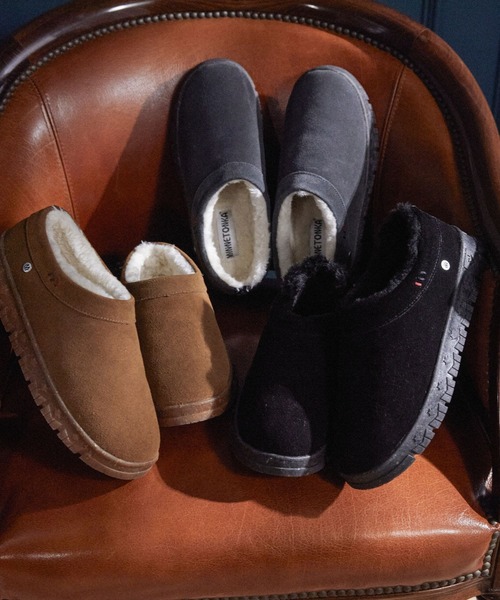 Minnetonka（ミネトンカ）の「【MINNETONKA/ミネトンカ】 NEVA /ネバ ボアスリッポン（スリッポン・レディース・チャコールグレー/ブラック/タン/ストーン・7/6/8/9）」の6枚目の写真