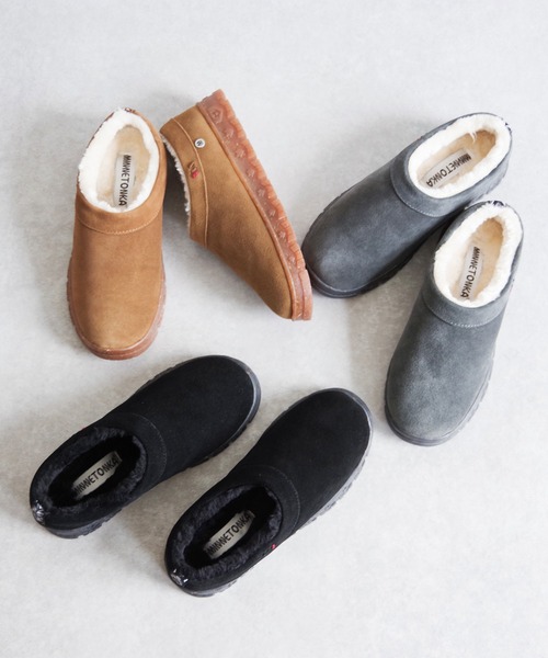Minnetonka（ミネトンカ）の「【MINNETONKA/ミネトンカ】 NEVA /ネバ ボアスリッポン（スリッポン・レディース・チャコールグレー/ブラック/タン/ストーン・7/6/8/9）」の7枚目の写真