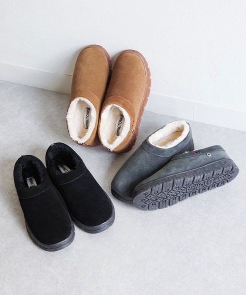 Minnetonka（ミネトンカ）の「【MINNETONKA/ミネトンカ】 NEVA /ネバ ボアスリッポン（スリッポン・レディース・チャコールグレー/ブラック/タン/ストーン・7/6/8/9）」の8枚目の写真