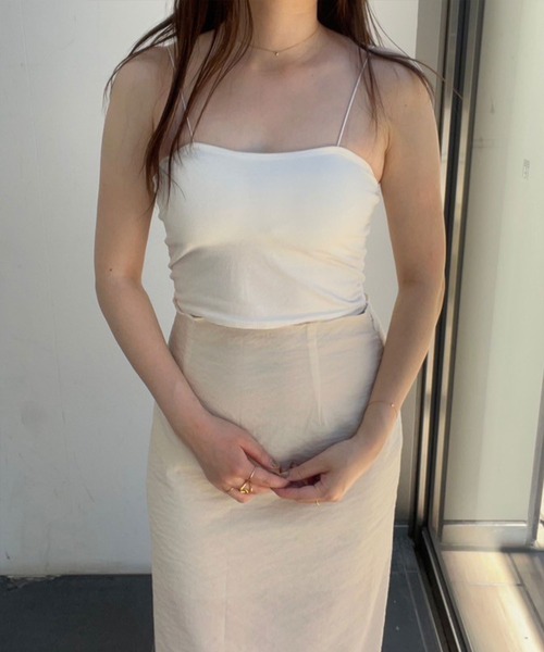 Reurie'（レウリィ）の「コードストラップブラトップ(ayaka select) / インナー カップ付き 細ストラップ シンプル 大人カジュアル 着回し（キャミソール・レディース・ブラック/ホワイト・FREE）」の2枚目の写真