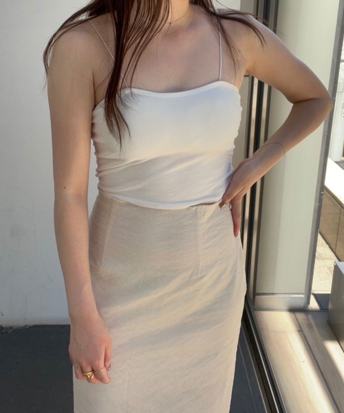 Reurie'（レウリィ）の「コードストラップブラトップ(ayaka select) / インナー カップ付き 細ストラップ シンプル 大人カジュアル 着回し（キャミソール・レディース・ブラック/ホワイト・FREE）」の10枚目の写真