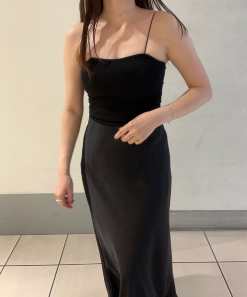 Reurie'（レウリィ）の「コードストラップブラトップ(ayaka select) / インナー カップ付き 細ストラップ シンプル 大人カジュアル 着回し（キャミソール・レディース・ブラック/ホワイト・FREE）」の13枚目の写真