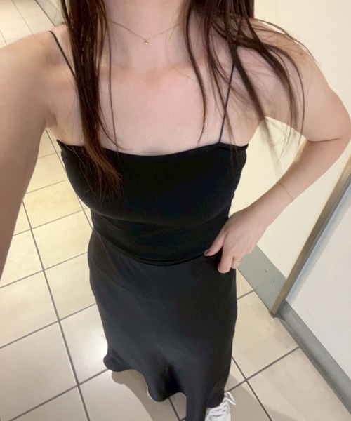 Reurie'（レウリィ）の「コードストラップブラトップ(ayaka select) / インナー カップ付き 細ストラップ シンプル 大人カジュアル 着回し（キャミソール・レディース・ブラック/ホワイト・FREE）」の9枚目の写真