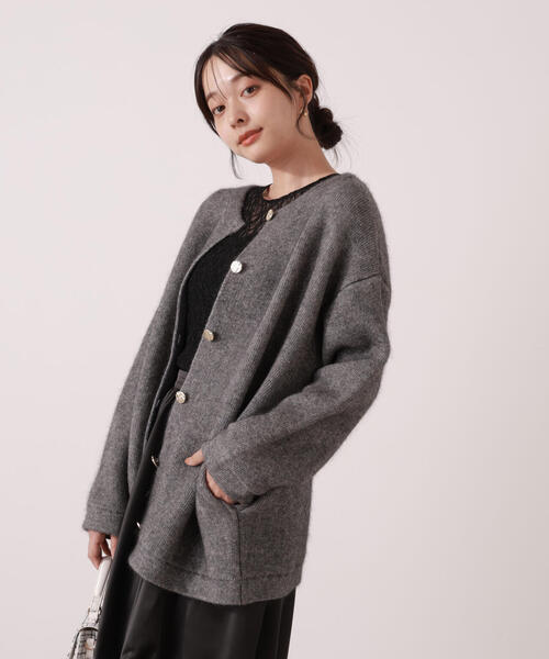 セール】FOX混ダブルフェイスニットカーディガン / 1215274001