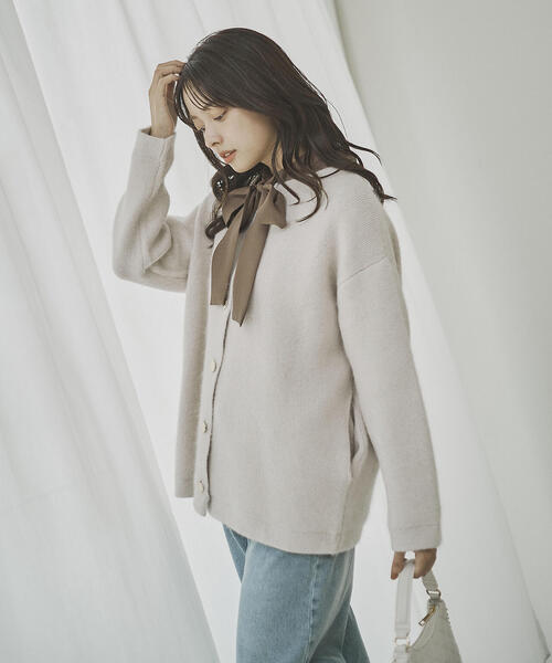 PROPORTION BODY DRESSING（プロポーションボディドレッシング）の「ＦＯＸ混ダブルフェイスニットカーディガン / 1215274001（カーディガン/ボレロ・レディース・オフホワイト/グレー/ベージュ・MEDIUM/SMALL）」の12枚目の写真