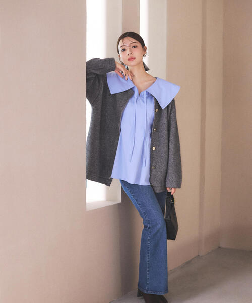 PROPORTION BODY DRESSING（プロポーションボディドレッシング）の「ＦＯＸ混ダブルフェイスニットカーディガン / 1215274001（カーディガン/ボレロ・レディース・オフホワイト/グレー/ベージュ・MEDIUM/SMALL）」の3枚目の写真