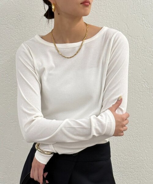 LOUNGEDRESS（ラウンジドレス）の「BASICテレコロンT（Tシャツ/カットソー・レディース・ブラック/オフホワイト/チャコールグレー/ブラック系その他・FREE）」の2枚目の写真