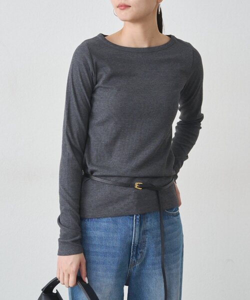 LOUNGEDRESS（ラウンジドレス）の「BASICテレコロンT（Tシャツ/カットソー・レディース・ブラック/オフホワイト/チャコールグレー/ブラック系その他・FREE）」の4枚目の写真