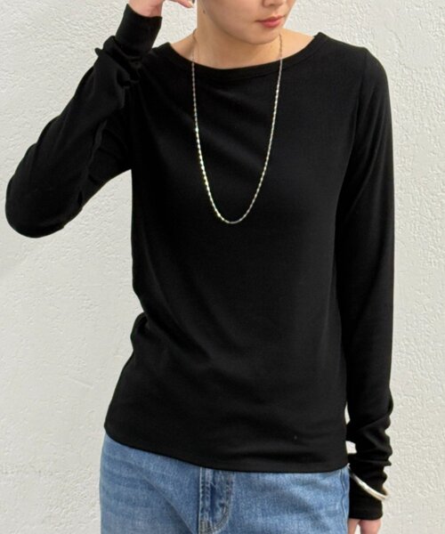 LOUNGEDRESS（ラウンジドレス）の「BASICテレコロンT（Tシャツ/カットソー・レディース・ブラック/オフホワイト/チャコールグレー/ブラック系その他・FREE）」の3枚目の写真