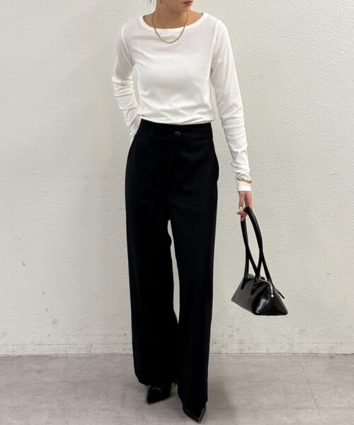 LOUNGEDRESS（ラウンジドレス）の「BASICテレコロンT（Tシャツ/カットソー・レディース・ブラック/オフホワイト/チャコールグレー/ブラック系その他・FREE）」の11枚目の写真