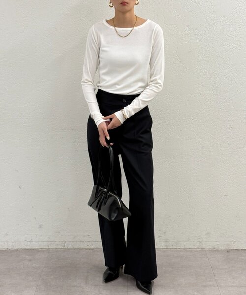 LOUNGEDRESS（ラウンジドレス）の「BASICテレコロンT（Tシャツ/カットソー・レディース・ブラック/オフホワイト/チャコールグレー/ブラック系その他・FREE）」の12枚目の写真