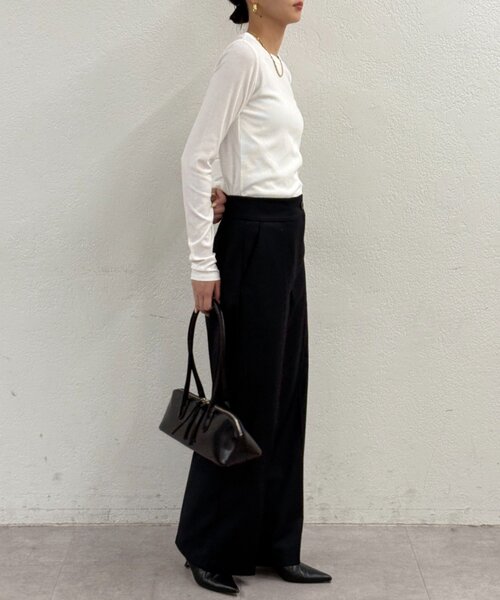 LOUNGEDRESS（ラウンジドレス）の「BASICテレコロンT（Tシャツ/カットソー・レディース・ブラック/オフホワイト/チャコールグレー/ブラック系その他・FREE）」の15枚目の写真