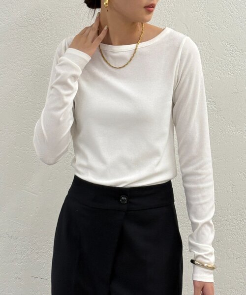 LOUNGEDRESS（ラウンジドレス）の「BASICテレコロンT（Tシャツ/カットソー・レディース・ブラック/オフホワイト/チャコールグレー/ブラック系その他・FREE）」の16枚目の写真