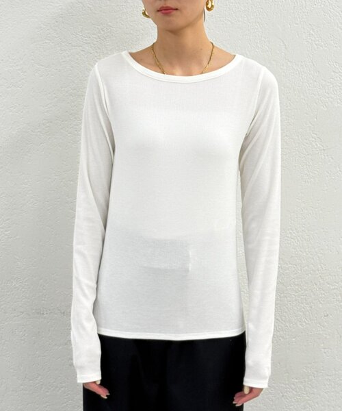 LOUNGEDRESS（ラウンジドレス）の「BASICテレコロンT（Tシャツ/カットソー・レディース・ブラック/オフホワイト/チャコールグレー/ブラック系その他・FREE）」の21枚目の写真