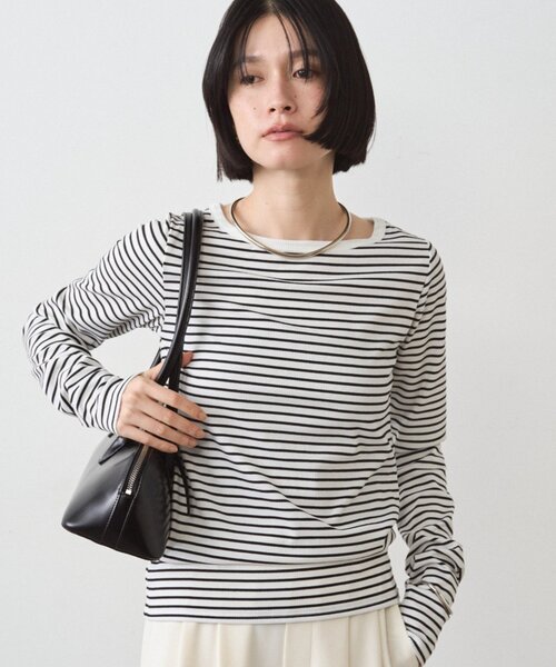 LOUNGEDRESS（ラウンジドレス）の「BASICテレコロンT（Tシャツ/カットソー・レディース・ブラック/オフホワイト/チャコールグレー/ブラック系その他・FREE）」の5枚目の写真