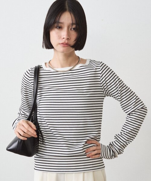 LOUNGEDRESS（ラウンジドレス）の「BASICテレコロンT（Tシャツ/カットソー・レディース・ブラック/オフホワイト/チャコールグレー/ブラック系その他・FREE）」の7枚目の写真