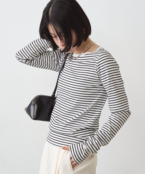 LOUNGEDRESS（ラウンジドレス）の「BASICテレコロンT（Tシャツ/カットソー・レディース・ブラック/オフホワイト/チャコールグレー/ブラック系その他・FREE）」の8枚目の写真