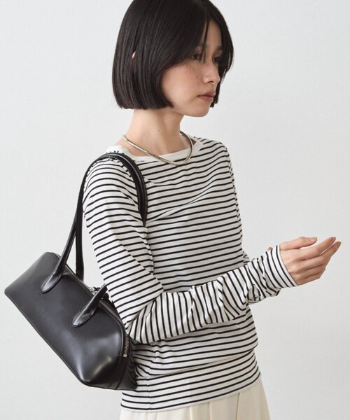 LOUNGEDRESS（ラウンジドレス）の「BASICテレコロンT（Tシャツ/カットソー・レディース・ブラック/オフホワイト/チャコールグレー/ブラック系その他・FREE）」の10枚目の写真