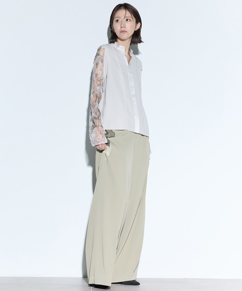 murral レース花柄刺繍ブラウス ミューラル、総刺繍の花柄ブラウスや葉脈をイメージしたチュール