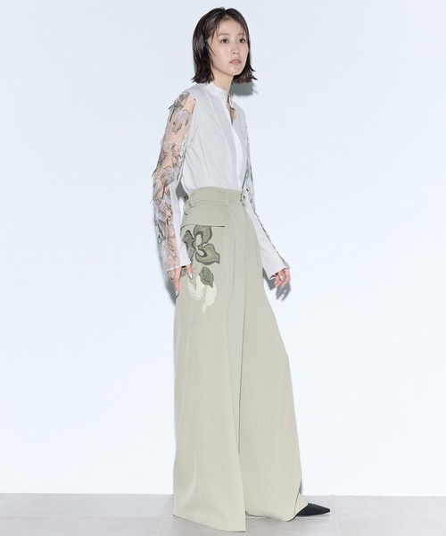 MURRAL（ミューラル）の「【MURRAL/ミューラル】Tears flower lace tops/ティアーズフラワーレーストップス（Tシャツ/カットソー・レディース・ブラック/ライトグレー・FREE）」の7枚目の写真