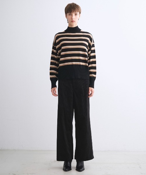 three dots(スリードッツ)の「ウールアウトフィット タートルネック(ニット/セーター・レディース・ベージュ/レッド/オフホワイト/ブラック系その他/ブラック/ホワイト×ブラック・SMALL)」の16枚目の写真