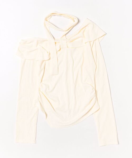 clear（クリア）の「【WEB限定】ラウンドヘムオフショルカットソートップス［韓国ファッション カジュアル］≪AW新作≫（Tシャツ/カットソー・レディース・ブラウン/アイボリー/サックスブルー・F）」の9枚目の写真