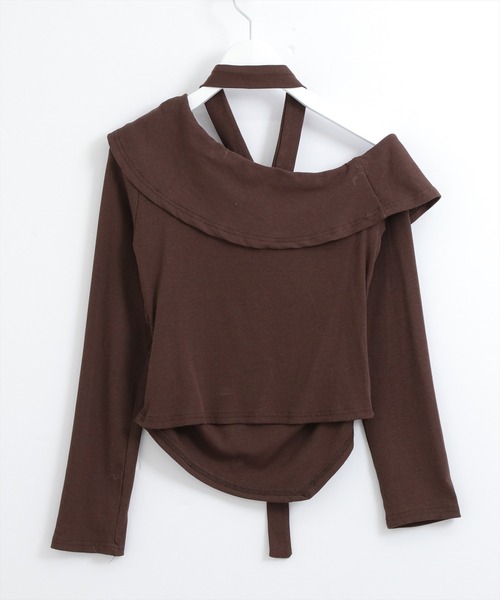 clear（クリア）の「【WEB限定】ラウンドヘムオフショルカットソートップス［韓国ファッション カジュアル］≪AW新作≫（Tシャツ/カットソー・レディース・ブラウン/アイボリー/サックスブルー・F）」の13枚目の写真