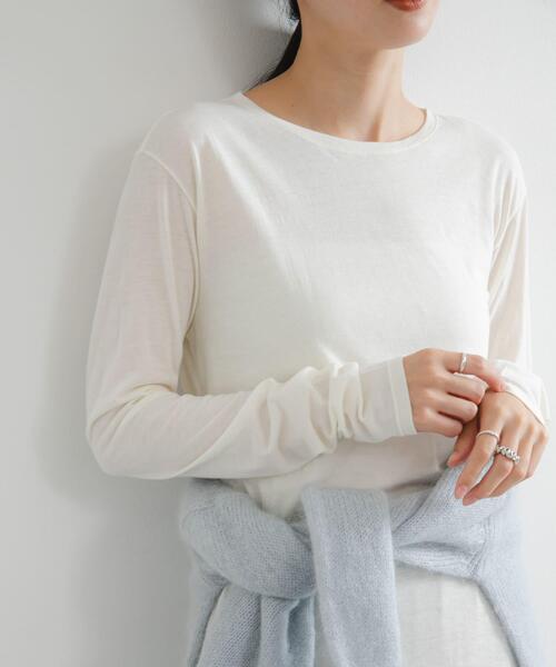 URBAN RESEARCH（アーバンリサーチ）の「ウールコットンロングスリーブカットソー（Tシャツ/カットソー・レディース・レッド系その他/ブラック/オフホワイト/ブラック系その他・FREE）」の6枚目の写真