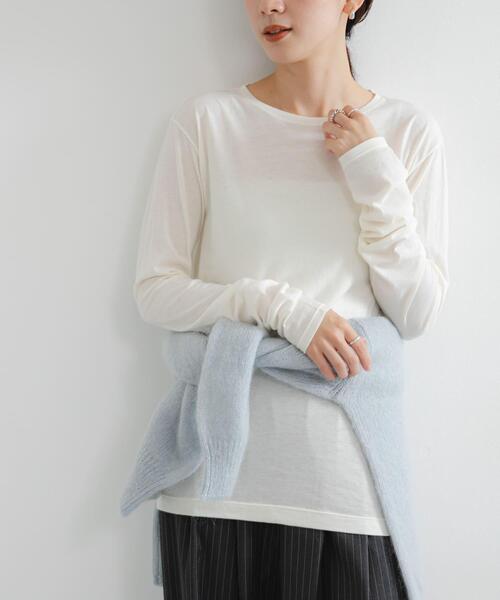 URBAN RESEARCH（アーバンリサーチ）の「ウールコットンロングスリーブカットソー（Tシャツ/カットソー・レディース・レッド系その他/ブラック/オフホワイト/ブラック系その他・FREE）」の7枚目の写真