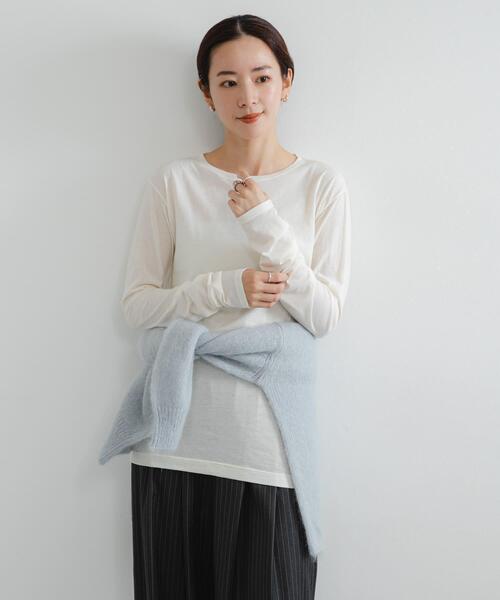 URBAN RESEARCH（アーバンリサーチ）の「ウールコットンロングスリーブカットソー（Tシャツ/カットソー・レディース・レッド系その他/ブラック/オフホワイト/ブラック系その他・FREE）」の8枚目の写真